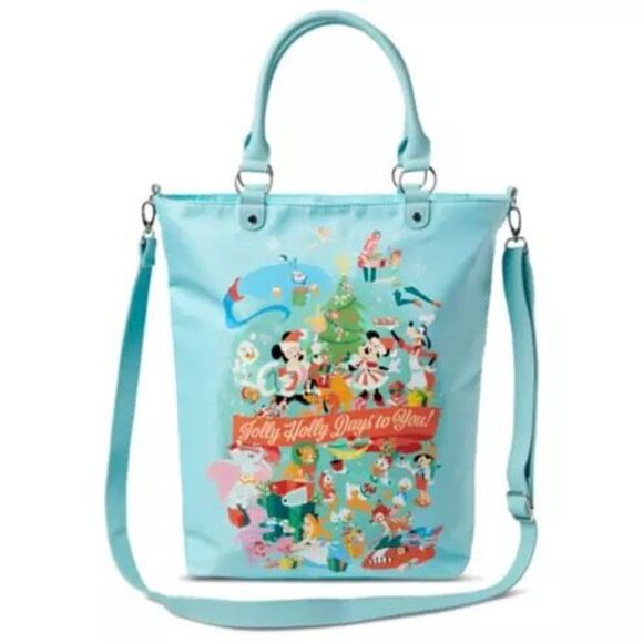 Disney Classics Christmas / Holiday Tote Bag With 2 Padded Handles NWT Blue - Picture 5 of 5